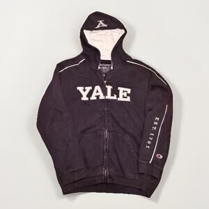 Champion Yale Black Full-Zip Hoodie with White Trim
